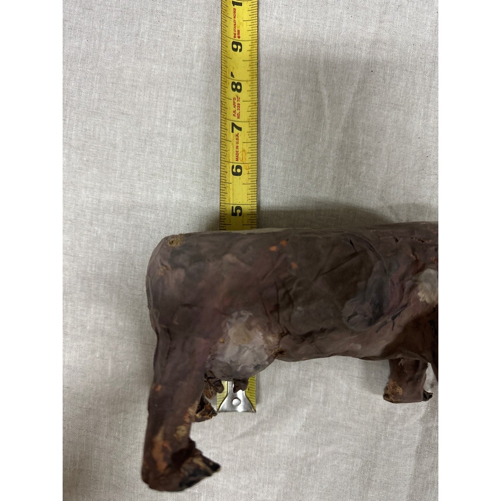 Vintage 1960s Rustic Folk Art Cow Figurine Brown Primitive Farmhouse Decor 8.5in - Picture 3 of 5